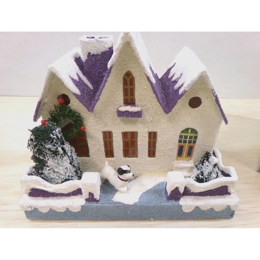 Christopher Radco Shiny Brite Mistletoe Circle Sparkle Town Paper House with Box